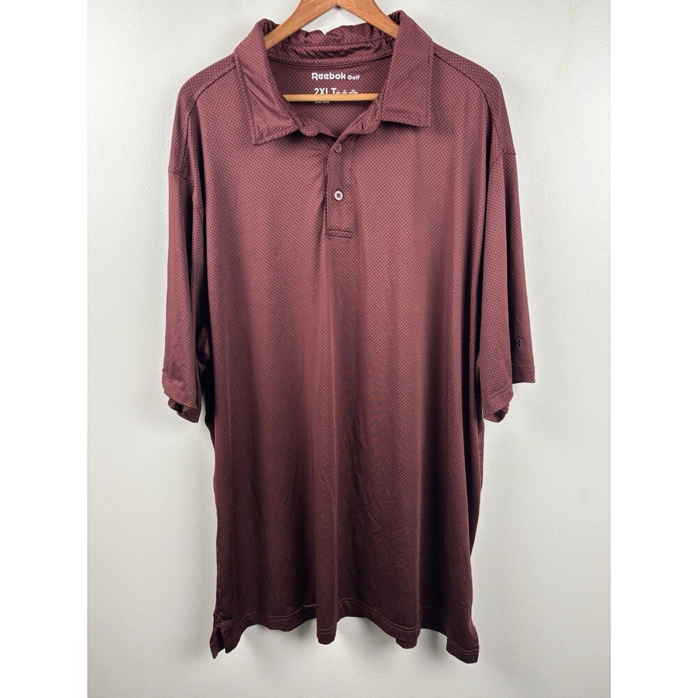 Reebok Golf Polo Shirt Mens 2XLT Maroon Performance Short Sleeve Athletic
